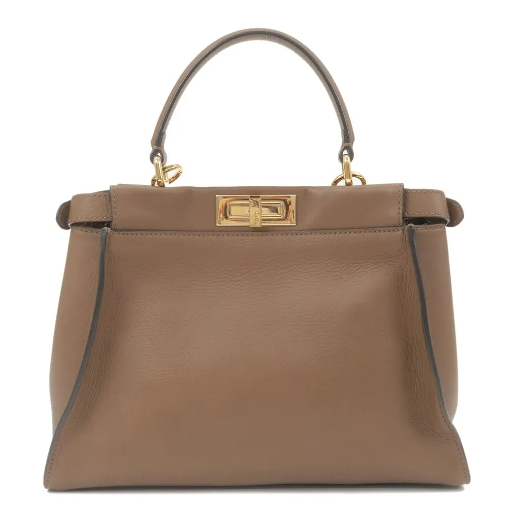 Fendi Brown Leather Medium Peekaboo Top Handle Bag Brown Leather Very good - Back View