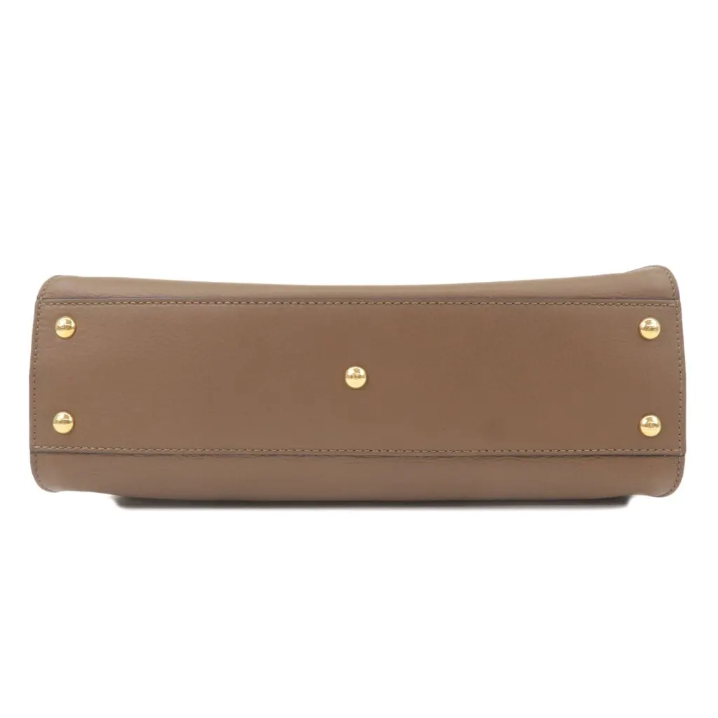 Fendi Brown Leather Medium Peekaboo Top Handle Bag Brown Leather Very good - Inside View