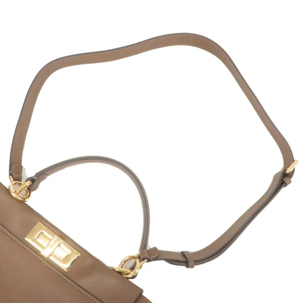 Fendi Brown Leather Medium Peekaboo Top Handle Bag Brown Leather Very good - Model View