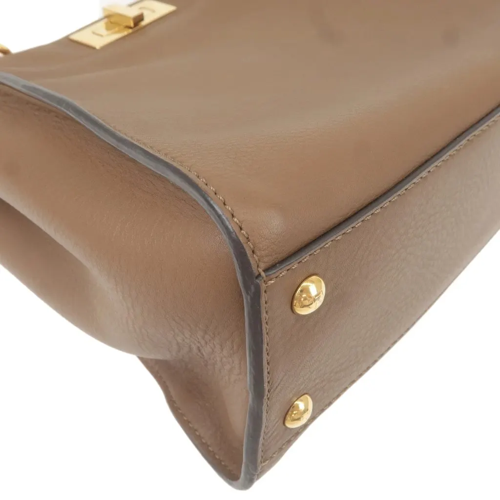 Fendi Brown Leather Medium Peekaboo Top Handle Bag Brown Leather Very good - Box View