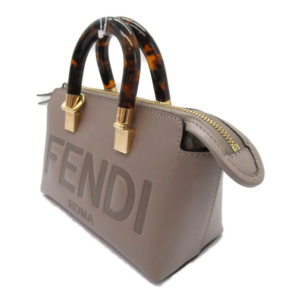 Fendi Gray Greige Leather Mini By The Way Shoulder Bag Grey Leather Very good - Back View
