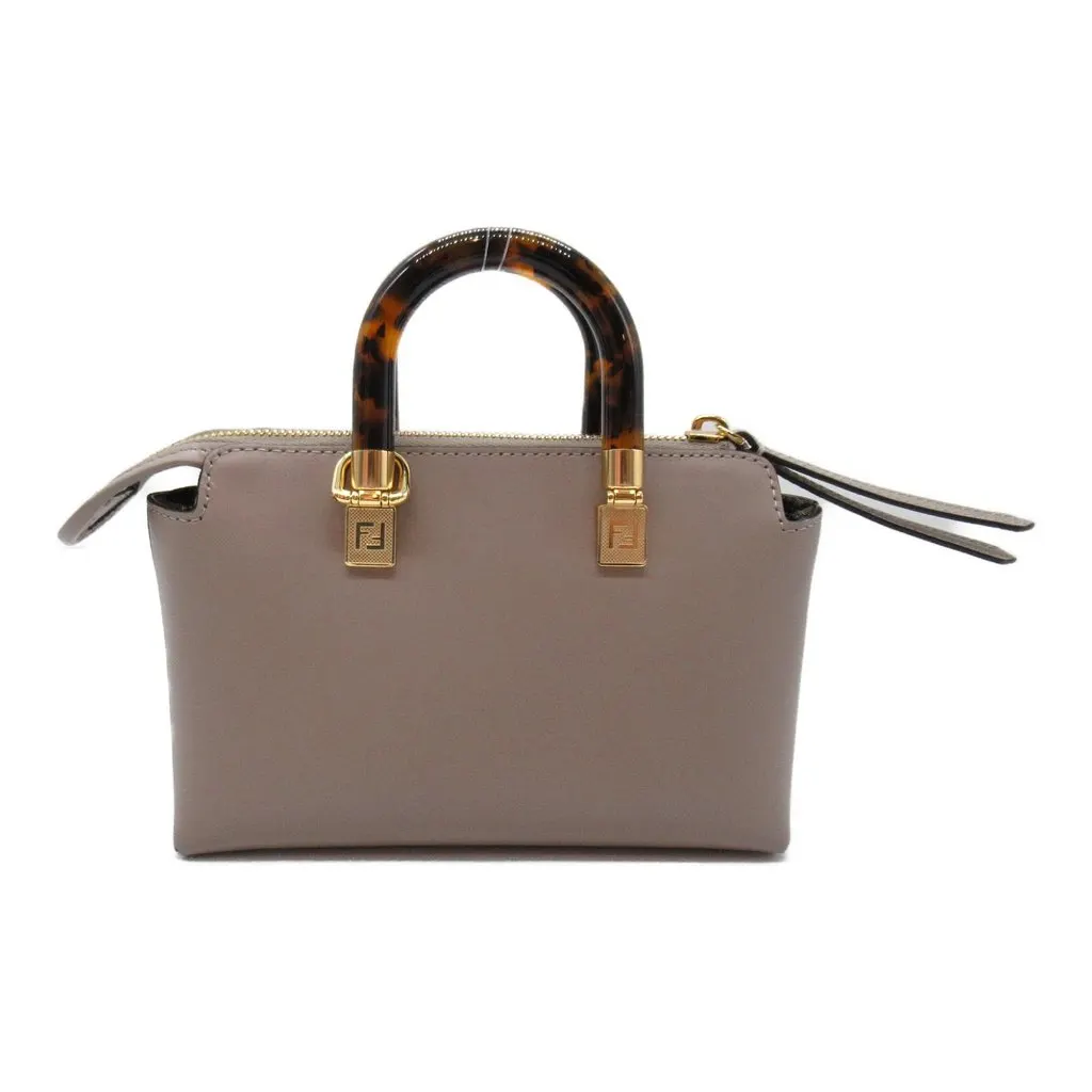 Fendi Gray Greige Leather Mini By The Way Shoulder Bag Grey Leather Very good - Inside View