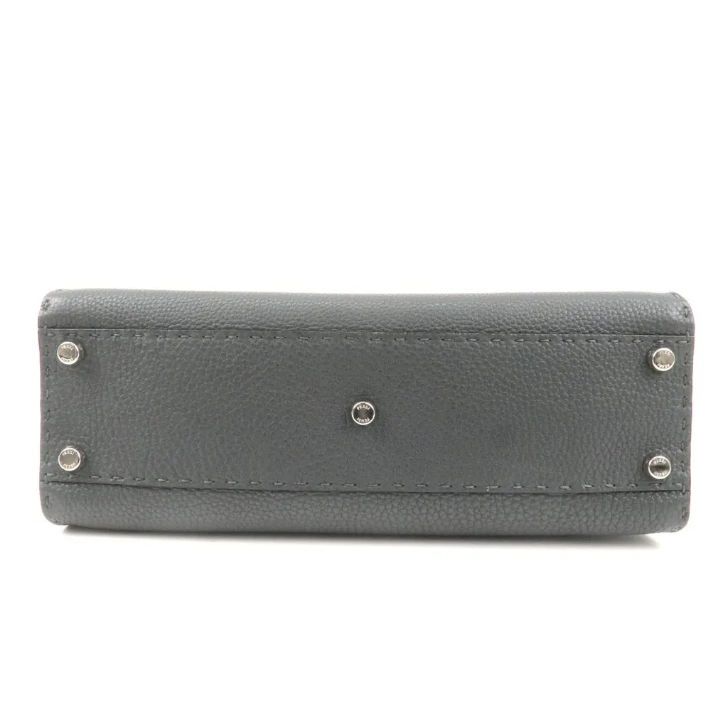 Fendi Grey Selleria Leather Medium Peekaboo Top Handle Bag Grey Leather Good - Inside View