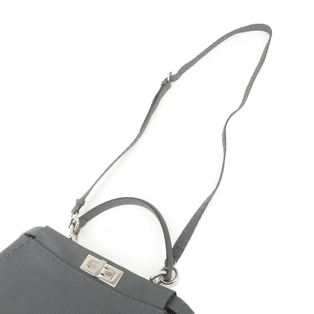 Fendi Grey Selleria Leather Medium Peekaboo Top Handle Bag Grey Leather Good - Model View