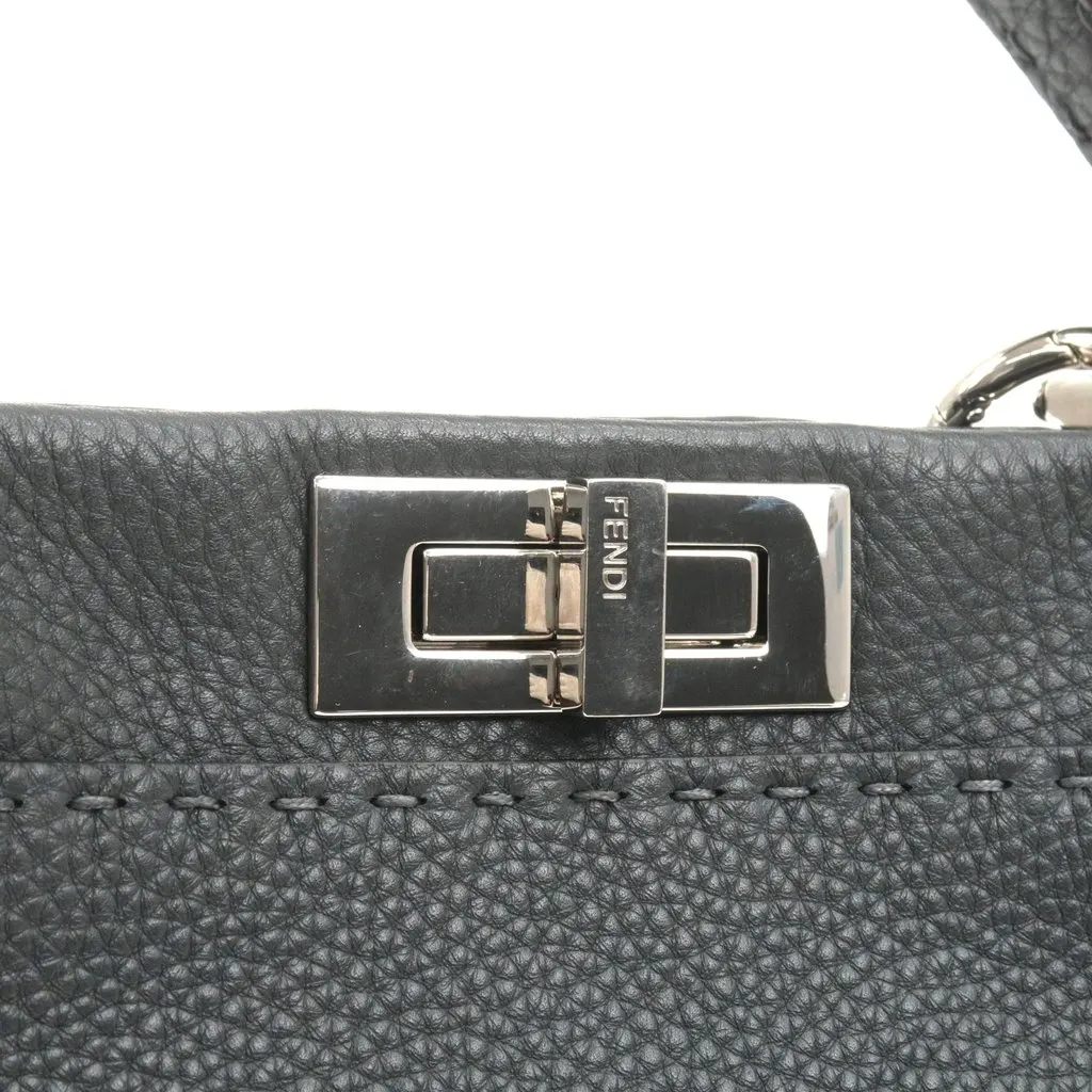 Fendi Grey Selleria Leather Medium Peekaboo Top Handle Bag Grey Leather Good - Box View