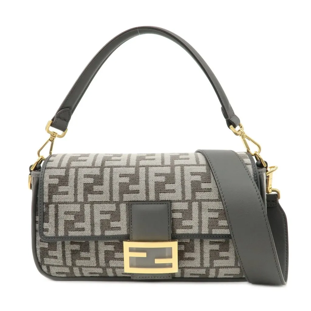 Fendi Grey Zucca Chenille Mamma Shoulder Bag Grey Never worn - Front View