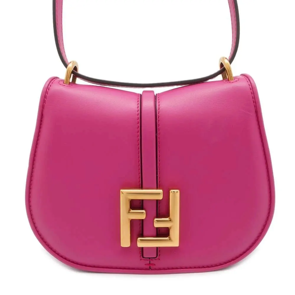 Fendi Pink Leather Small C'mon Shoulder Bag Pink Leather Very good - Front View
