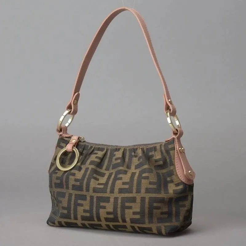 Fendi Tobacco Zucca Canvas And Leather Hobo Bag MultiColor Leather Very good - Back View