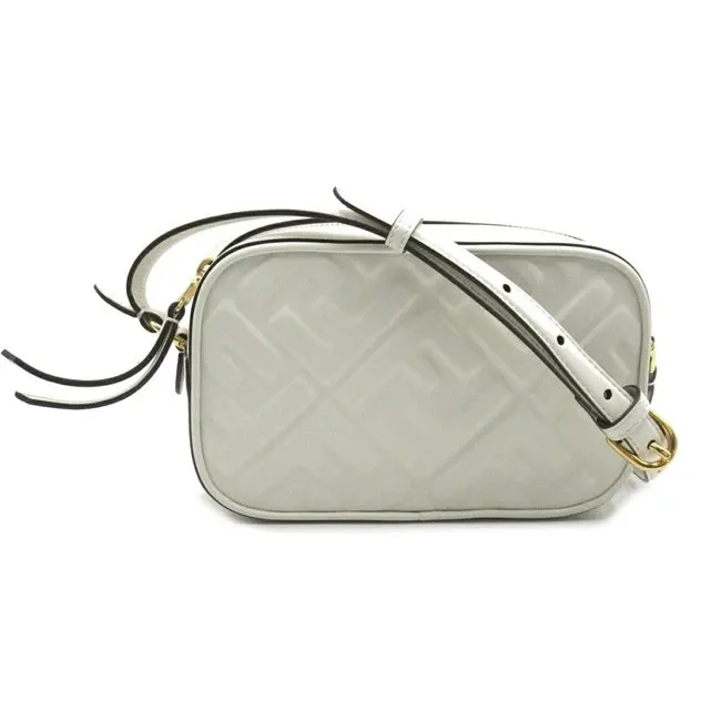 Fendi White Leather Mini Camera Shoulder Bag White Leather Never worn - Front View
