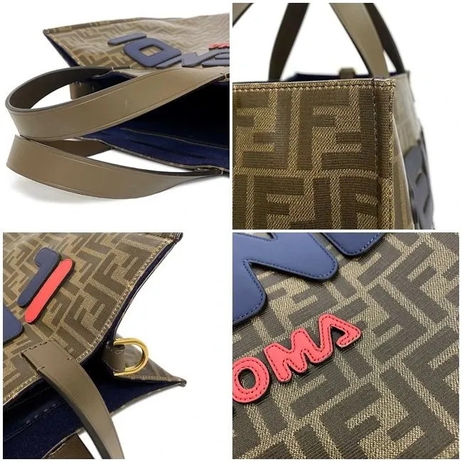 Fendi Fila Brown FF Monogram Printed Large Tote Bag Brown Leather Very good - Box View