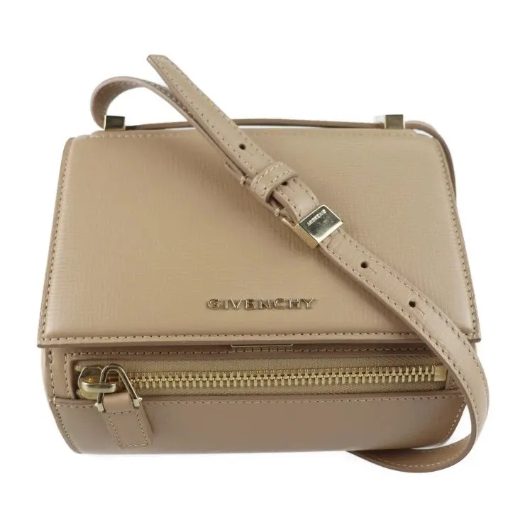 Givenchy Beige Leather Mini Pandora Box Shoulder Bag Beige Leather Good - Front View