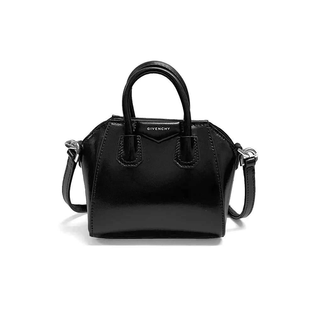 Givenchy Black Leather Micro Antigona Satchel Bag Black Leather Very good - Front View
