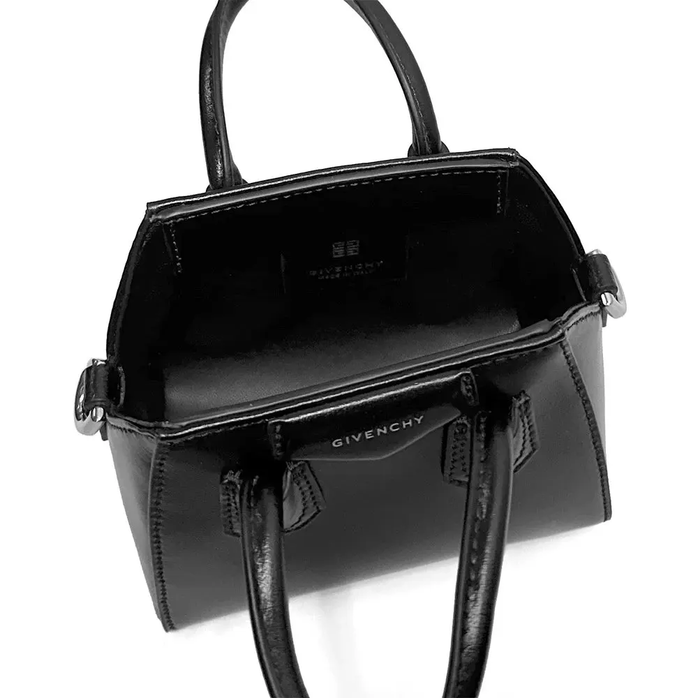 Givenchy Black Leather Micro Antigona Satchel Bag Black Leather Very good - Back View