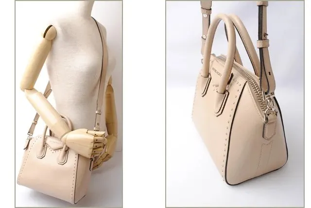 Givenchy Calfskin Mini Studded Antigona Beige Buff Shoulder Bag Beige Leather Very good - Inside View