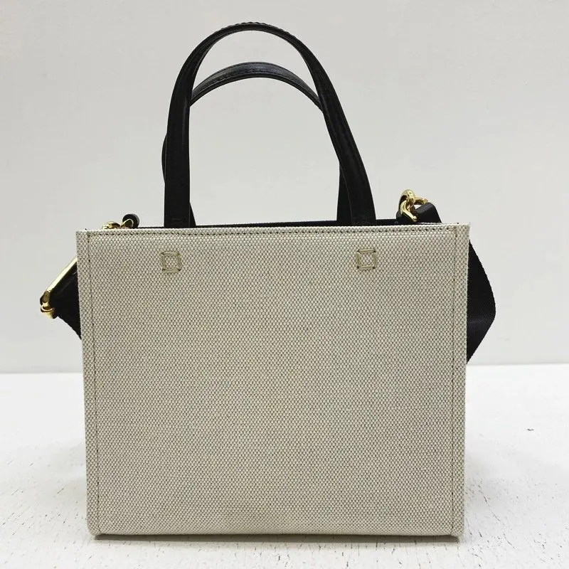 Givenchy WhiteLinen & Cotton Canvas Mini G Shopping Tote Bag MultiColor Canvas Very good - Inside View