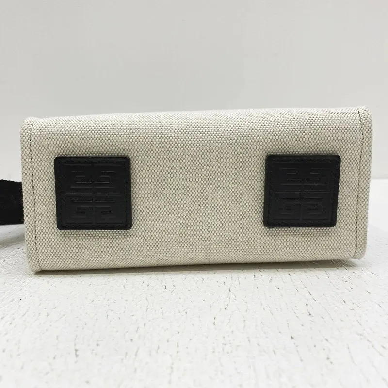 Givenchy WhiteLinen & Cotton Canvas Mini G Shopping Tote Bag MultiColor Canvas Very good - Box View