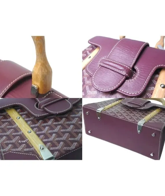 Goyard Burgundy Coated Canvas and Leather Saigon PM Top Handle Bag Burgundy Leather Very good - Model View