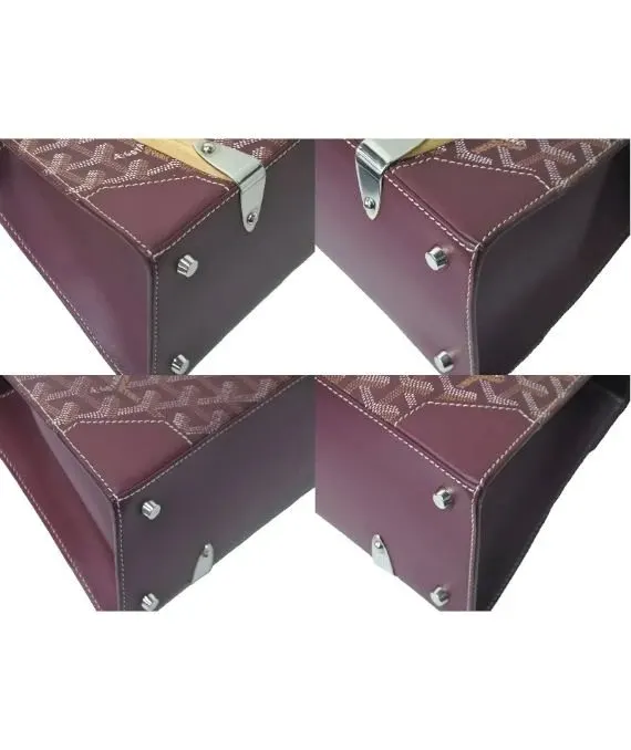 Goyard Burgundy Coated Canvas and Leather Saigon PM Top Handle Bag Burgundy Leather Very good - Box View