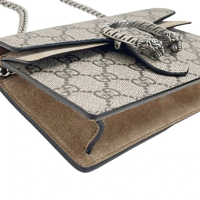 Gucci Beige GG Supreme Canvas and Suede Mini Dionysus Shoulder Bag Beige Canvas Very good - Box View