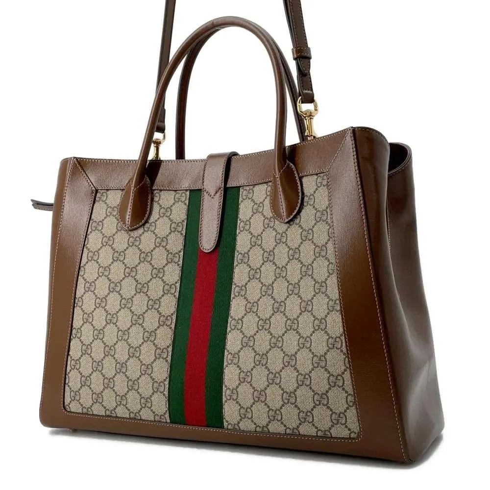 Gucci Beige/Brown GG Canvas and Leather Jackie 1961 Tote Bag Beige Canvas Very good - Back View