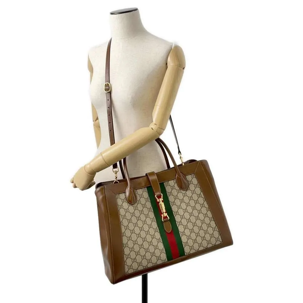 Gucci Beige/Brown GG Canvas and Leather Jackie 1961 Tote Bag Beige Canvas Very good - Box View