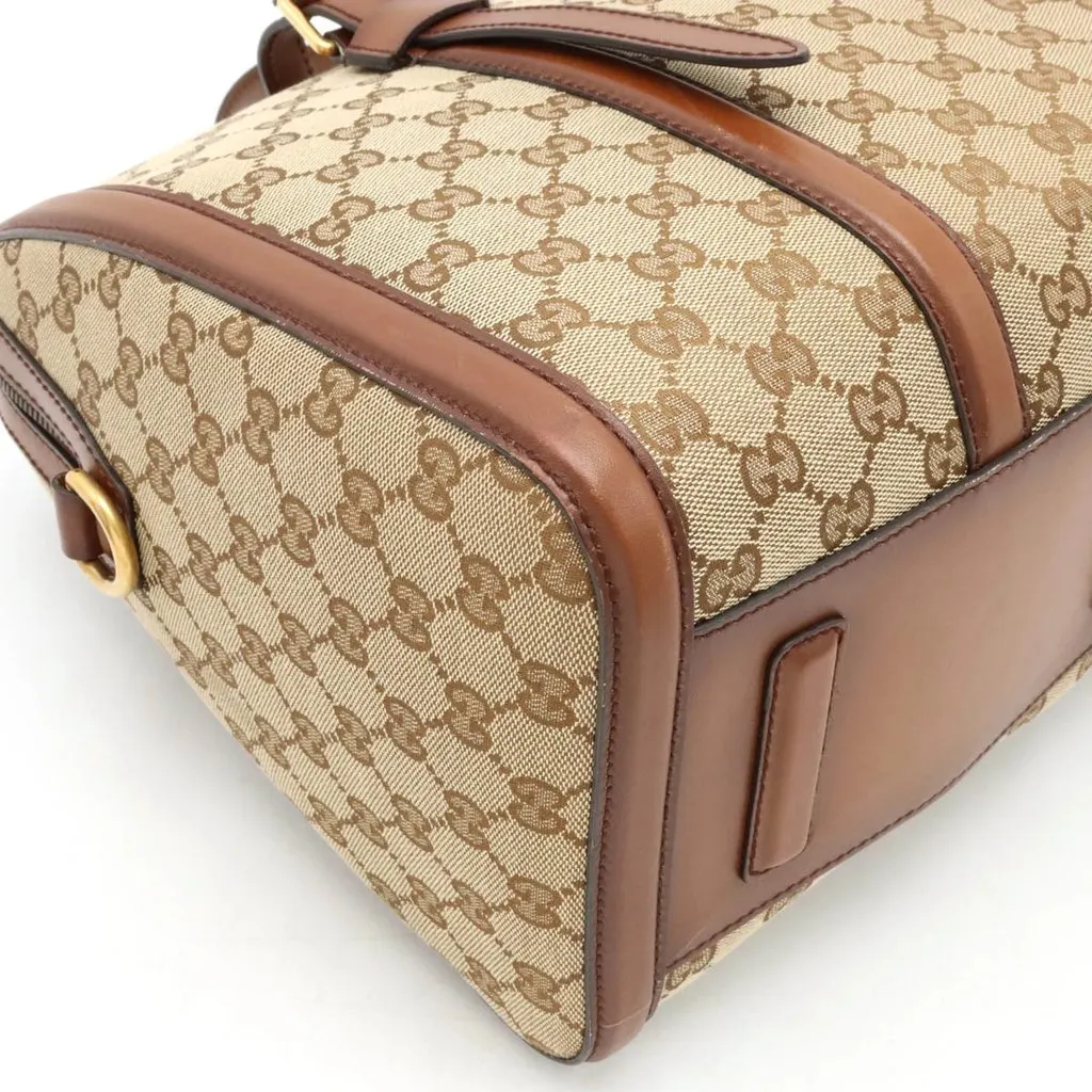 Gucci Beige/Brown GG Canvas and Leather Large Boston Bag Beige Canvas Very good - Inside View