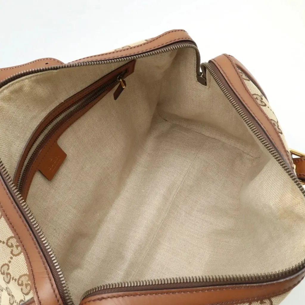 Gucci Beige/Brown GG Canvas and Leather Large Boston Bag Beige Canvas Very good - Model View