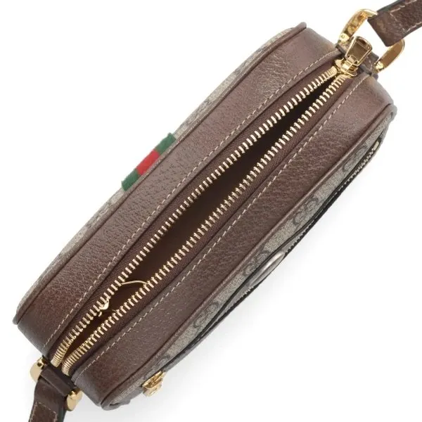 Gucci Beige/Brown GG Supreme Canvas and Leather Mini Ophidia Shoulder Bag Beige Canvas Never worn - Inside View