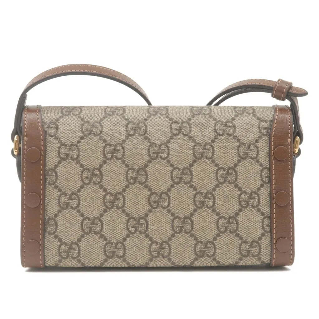 Gucci Beige/Brown GG Supreme Canvas Mini Horsebit 1955 Crossbody Bag Beige Canvas Never worn - Back View