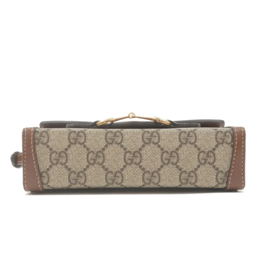 Gucci Beige/Brown GG Supreme Canvas Mini Horsebit 1955 Crossbody Bag Beige Canvas Never worn - Inside View