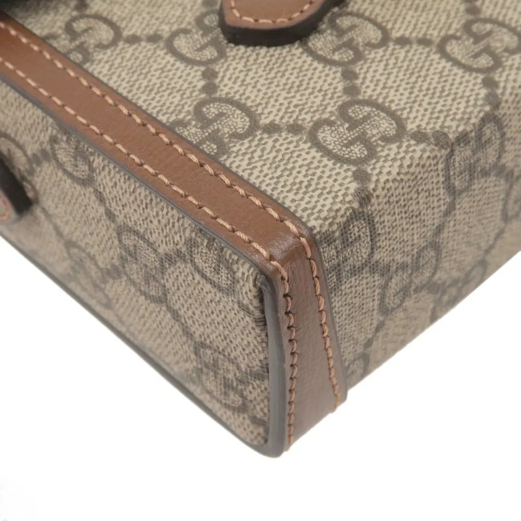 Gucci Beige/Brown GG Supreme Canvas Mini Horsebit 1955 Crossbody Bag Beige Canvas Never worn - Box View