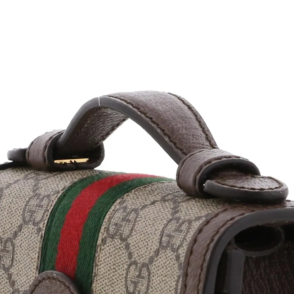Gucci Beige/Brown Ophidia GG Supreme Canvas and Leather Chain Shoulder Bag Beige Canvas Very good - Inside View