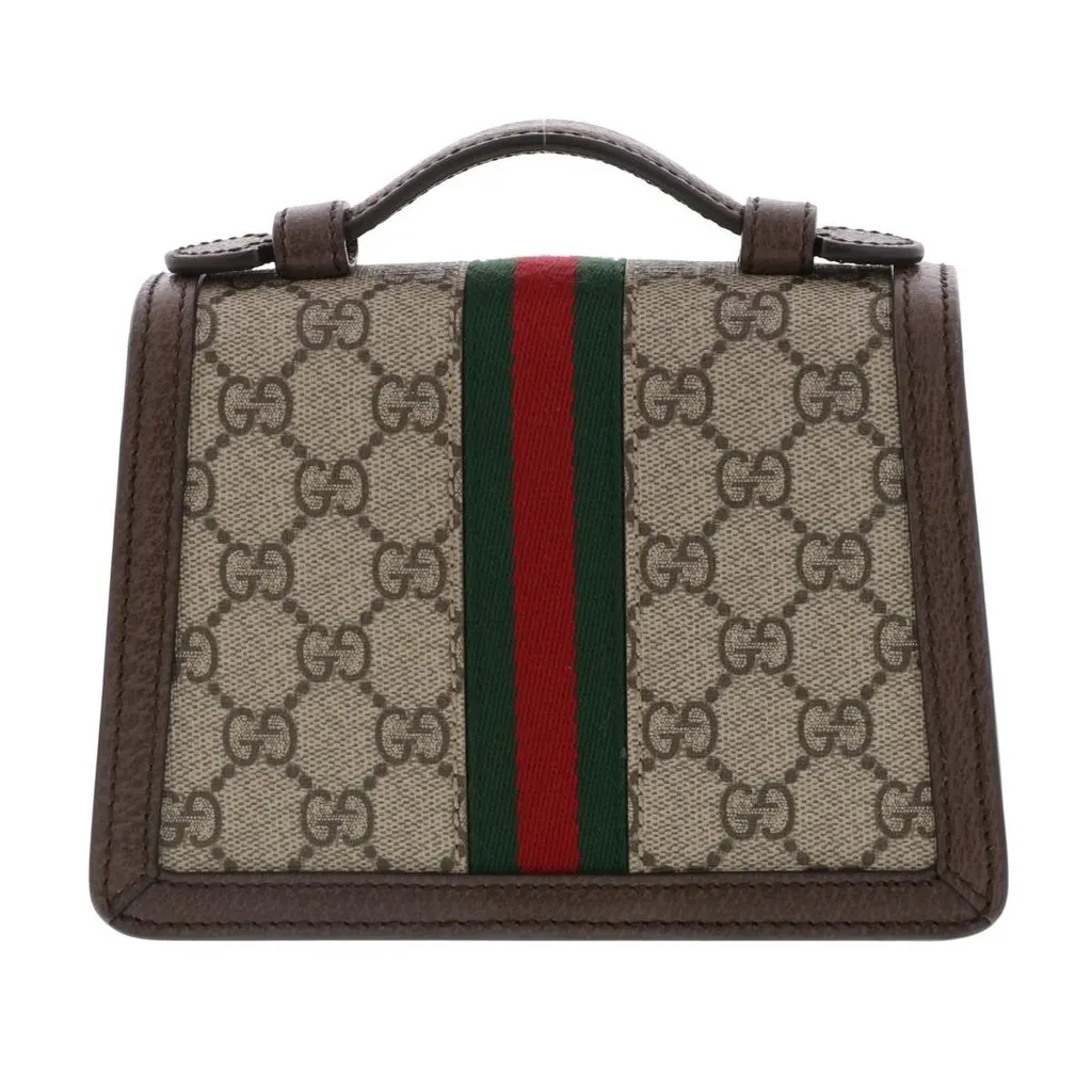 Gucci Beige/Brown Ophidia GG Supreme Canvas and Leather Chain Shoulder Bag Beige Canvas Very good - Model View