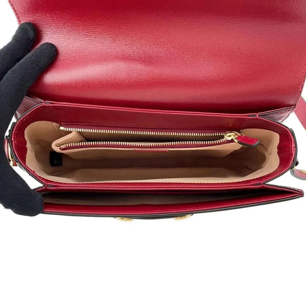 Gucci Beige/Red GG Canvas and Leather 1955 Horsebit Shoulder Bag Beige Canvas Very good - Box View