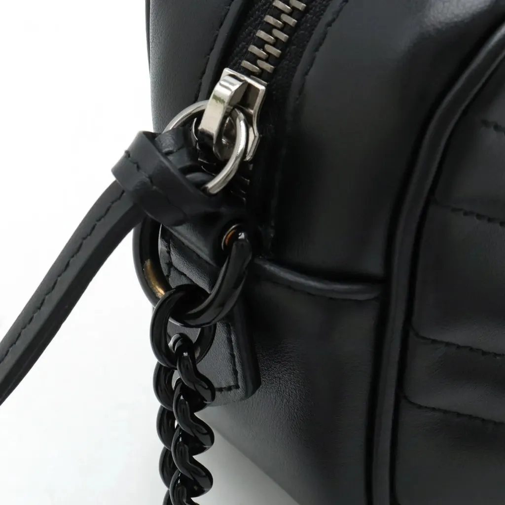 Gucci Black Calfskin Leather GG Marmont Mini Chain Shoulder Bag Black Leather Very good - Box View