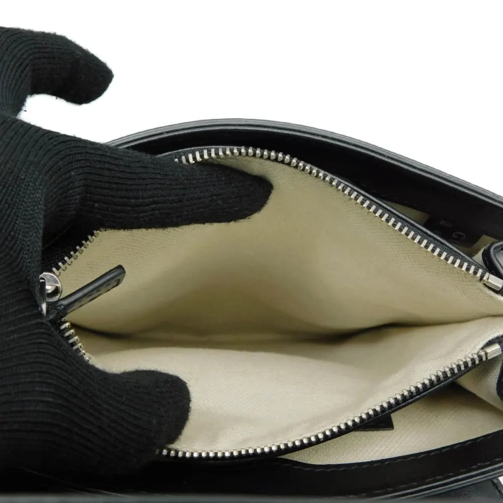 Gucci Black Embossed GG Leather Messenger Bag Black Leather Very good - Box View