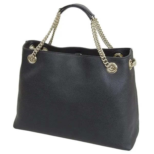 Gucci Black Leather Medium Soho Chain Tote Bag Black Leather Never worn - Model View