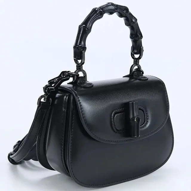 Gucci Black Leather Mini Bamboo 1947 Top Handle Bag Black Leather Very good - Inside View