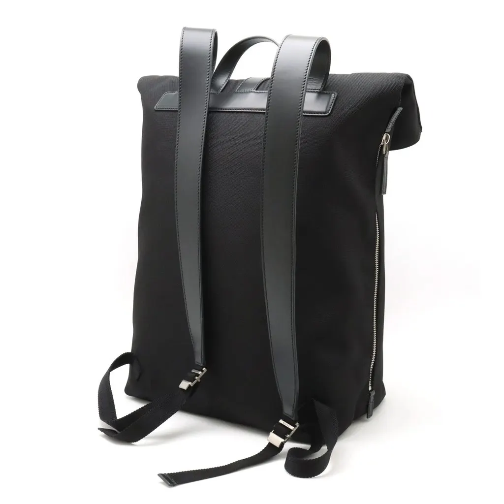 Gucci Black Techno Canvas Web Fold Over Backpack Black Canvas Very good - Back View