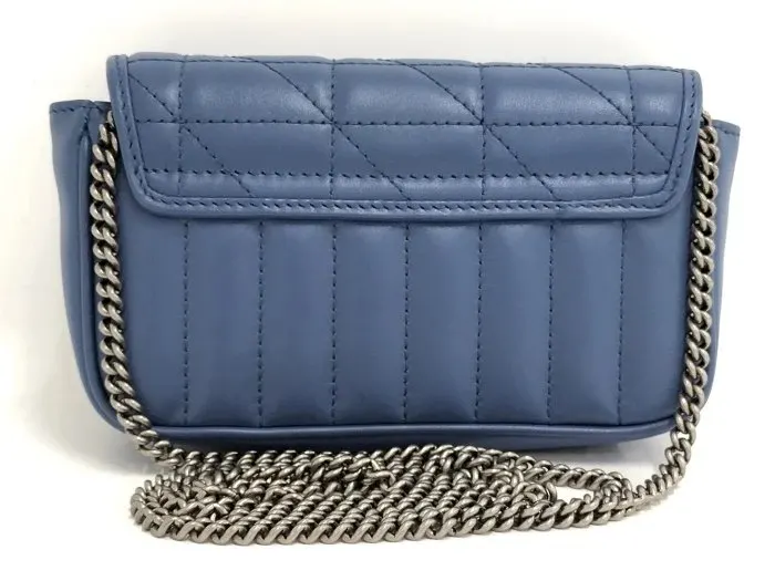Gucci Blue GG Marmont Super Mini Matelasse Leather Bag Blue Leather Never worn - Back View