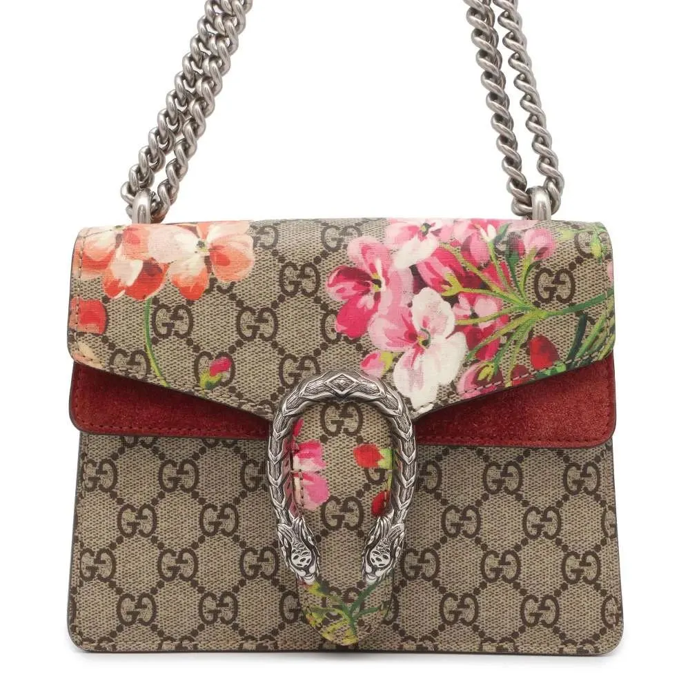 Gucci Brown Canvas Mini GG Supreme Blooms Dionysus Shoulder Bag Brown Canvas Very good - Front View