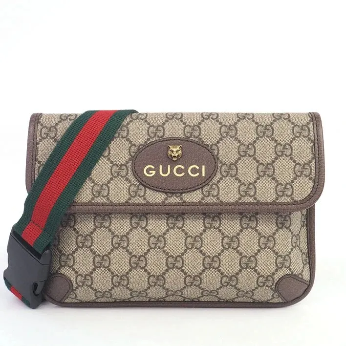 Gucci Brown GG Supreme Canvas and Leather Neo Vintage Web Belt Bag Brown Canvas Very good - Front View