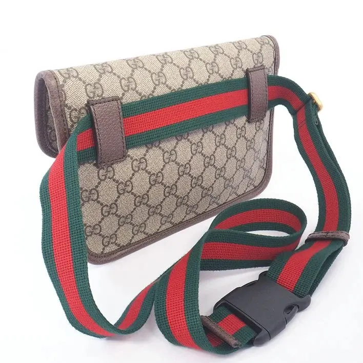 Gucci Brown GG Supreme Canvas and Leather Neo Vintage Web Belt Bag Brown Canvas Very good - Back View