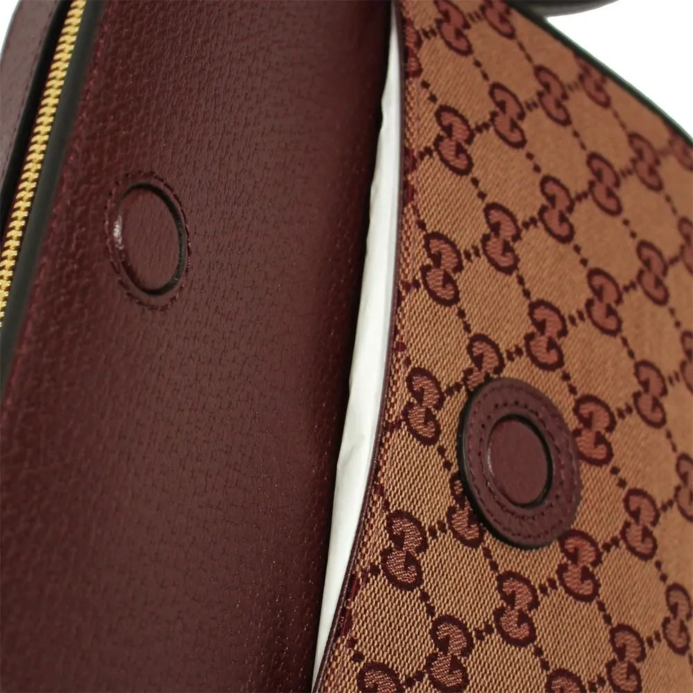 Gucci Burgundy GG Canvas and Leather Horsebit 1955 Small Shoulder Bag Burgundy Canvas Never worn - Box View