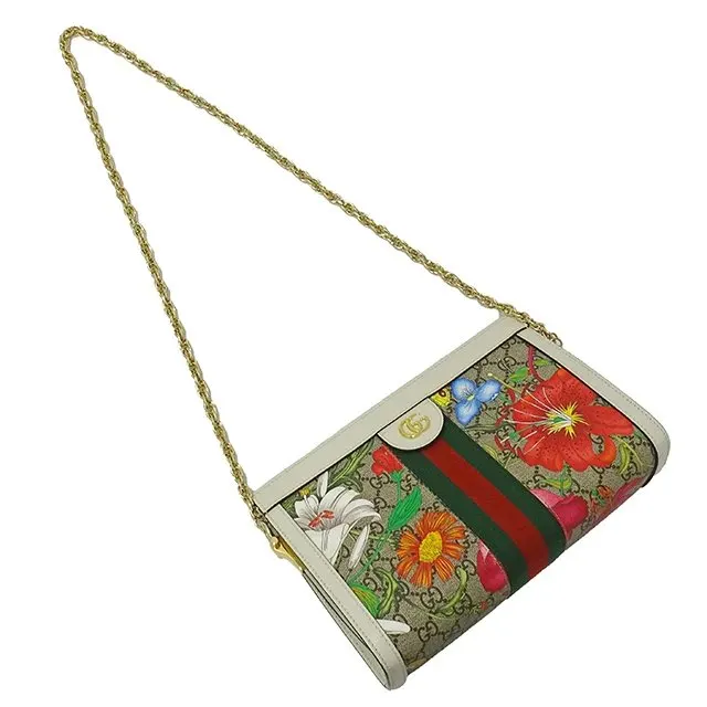 Gucci GG Supreme Canvas and Leather Small Ophidia Floral Chain Bag MultiColor Leather Very good - Model View