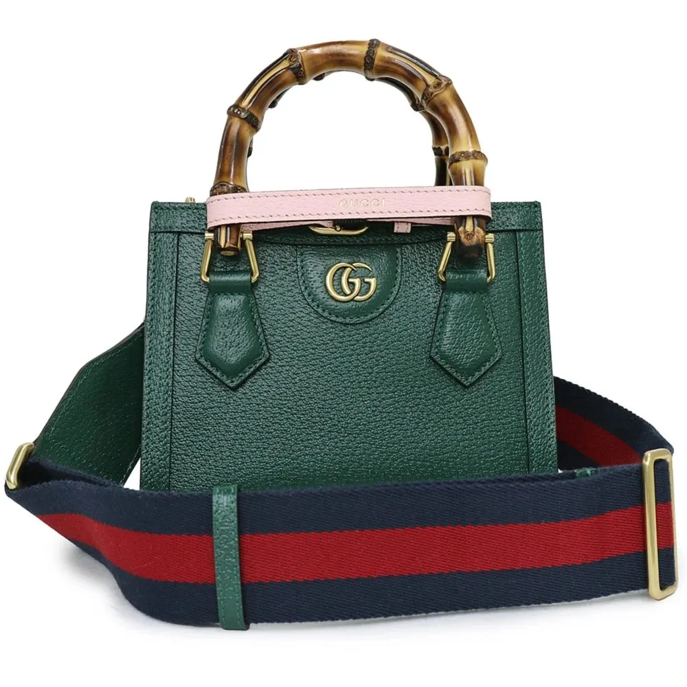 Gucci Green Calfskin Leather Mini Diana Tote Bag Green Leather Never worn - Front View