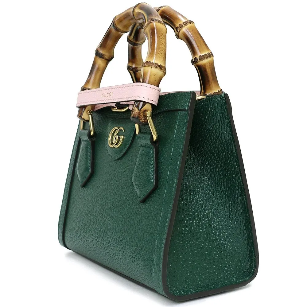 Gucci Green Calfskin Leather Mini Diana Tote Bag Green Leather Never worn - Box View