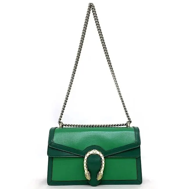 Gucci Green Leather Dionysus Chain Shoulder Bag Green Leather Never worn - Back View