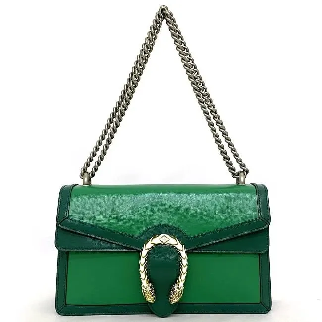 Gucci Green Leather Dionysus Chain Shoulder Bag Green Leather Never worn - Inside View