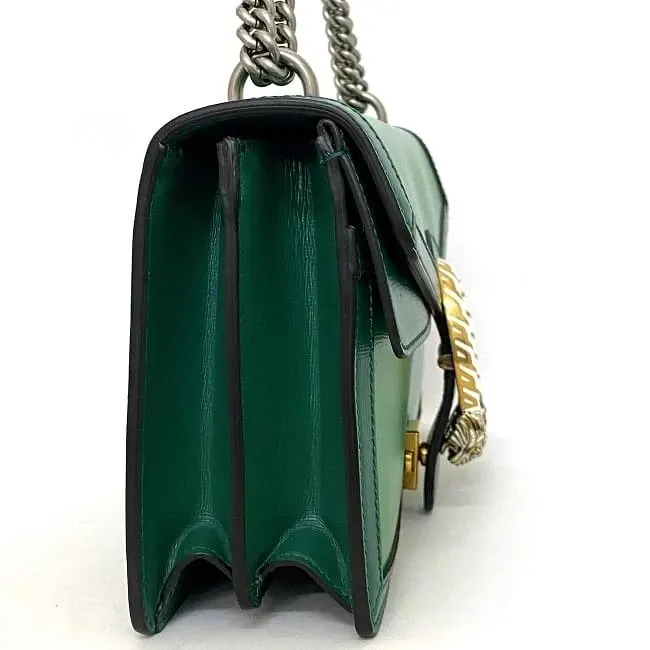 Gucci Green Leather Dionysus Chain Shoulder Bag Green Leather Never worn - Model View